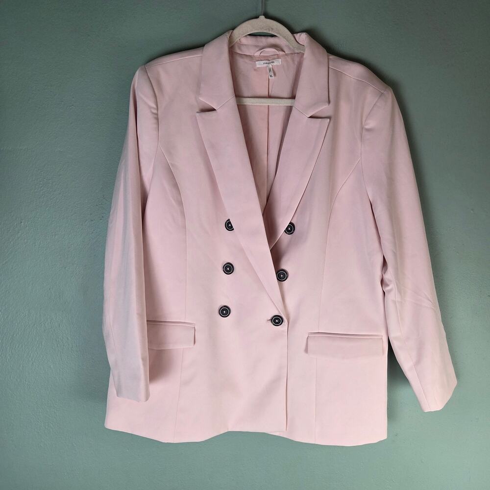 Maurices Womens XL Premia Double Breasted Blazer Pastel Pink Office Career Work